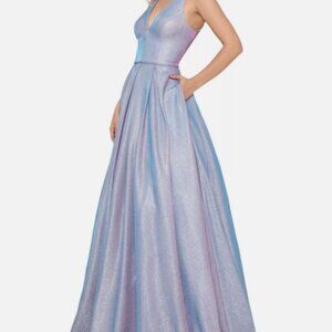 NWT BLONDIE NITES Purple Lined Sleeveless Full-Length Formal Gown Dress Sz1
